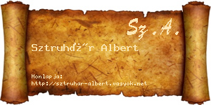 Sztruhár Albert névjegykártya
